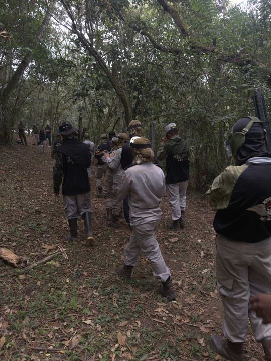 Marcha de campaña por sendero boscoso